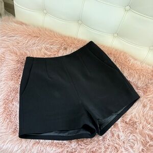 Blackpink style Black High Waist Structured Shorts